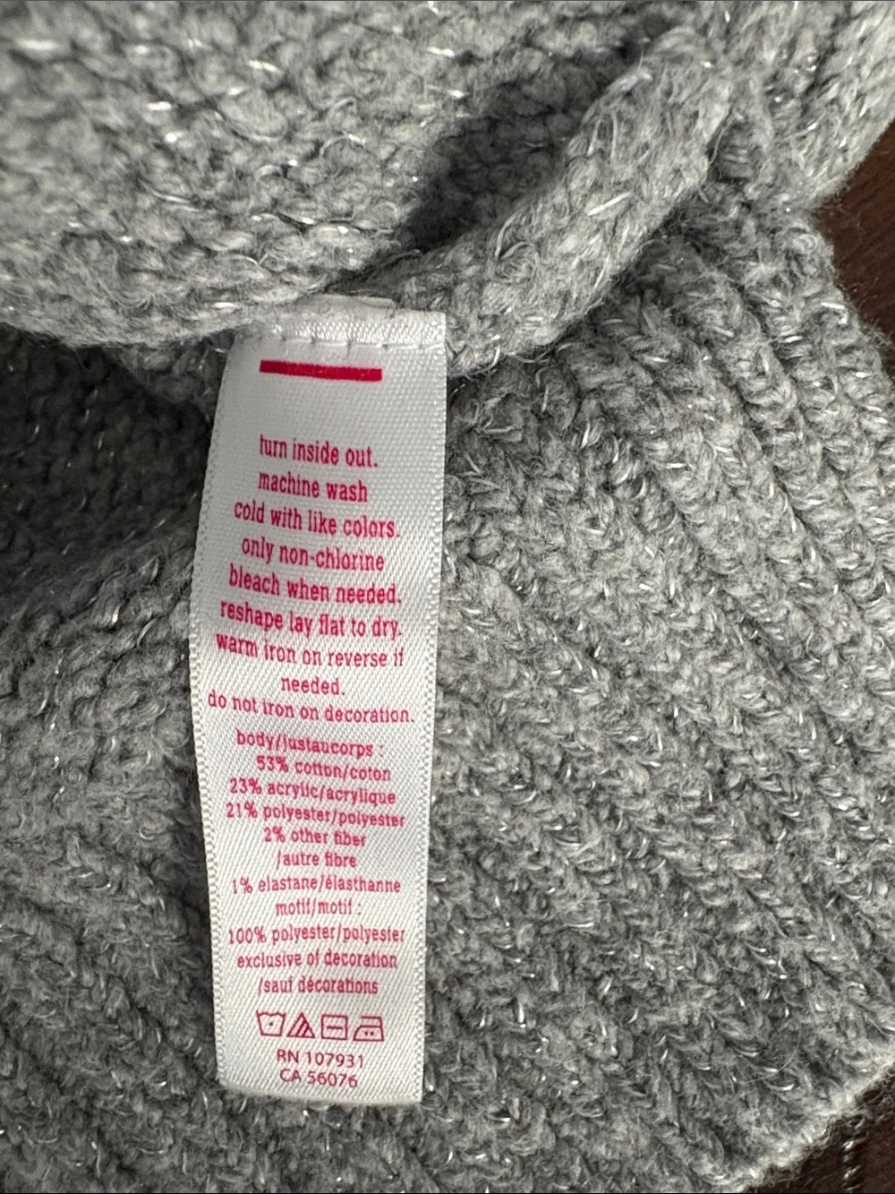 Justice Gray Sweater with Pink Corgi and Green-Red Sequin Scarf